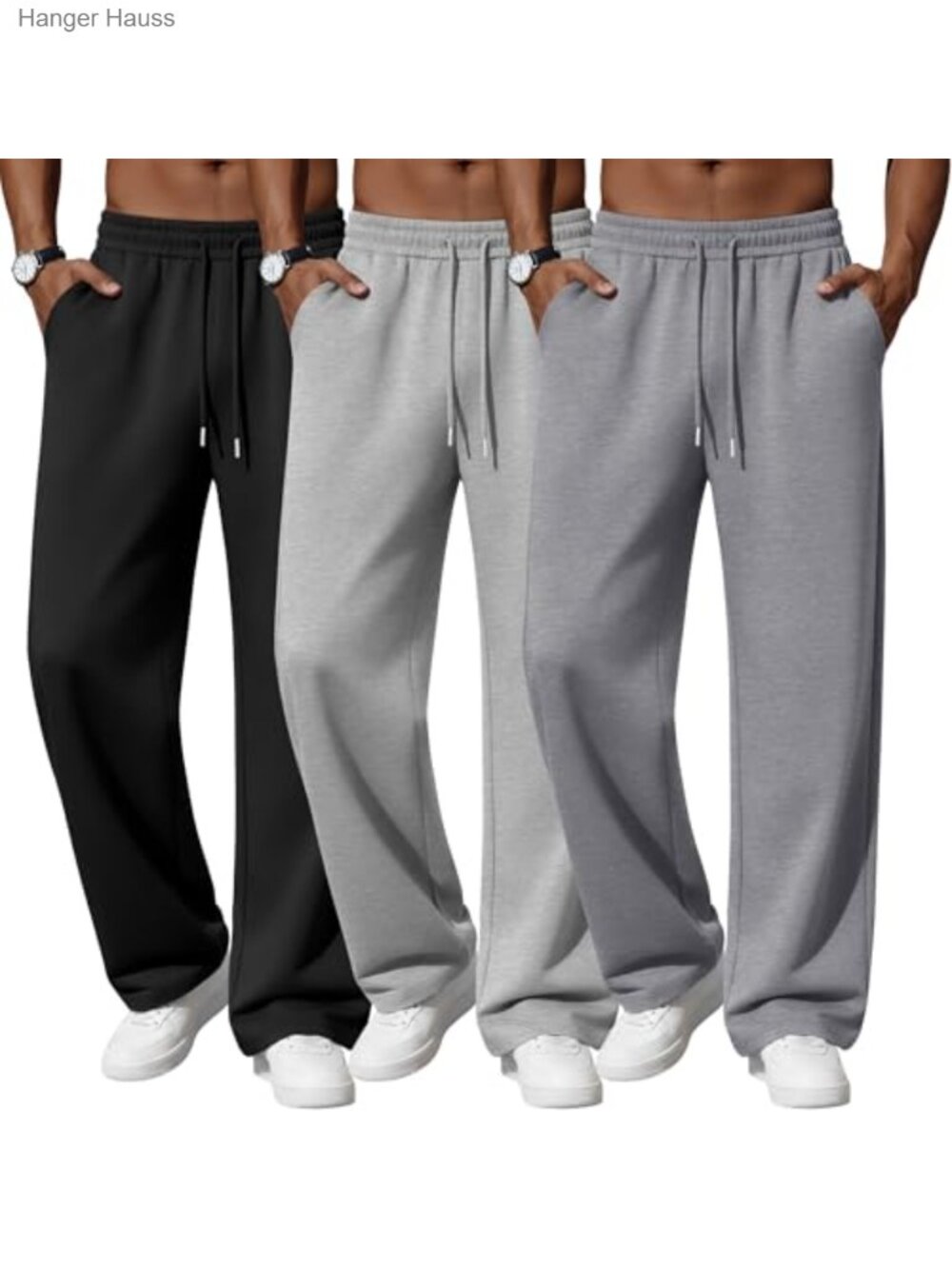 3 Pack Men's Sweatpants Lightweight Joggers Drawstring